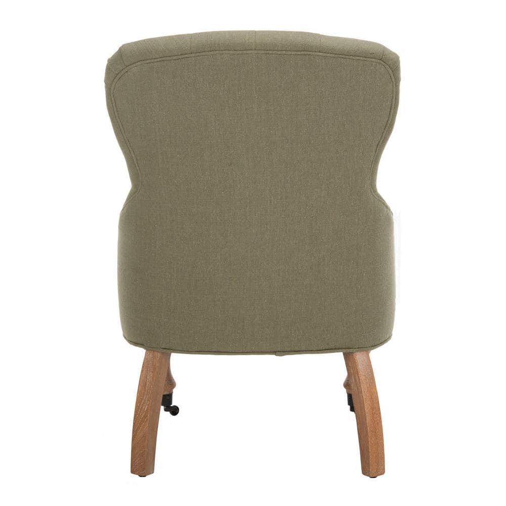Petite Granite Grey Linen Upholstered Arm Chair with White Wash Birch Legs