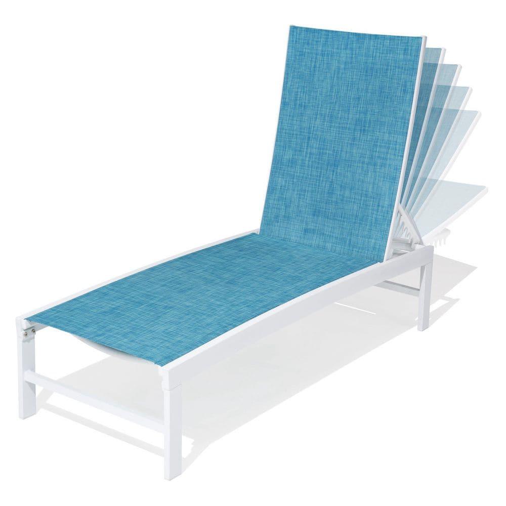 Pellebant  Outdoor Aluminum Patio Chaise Lounge Chair Adjustable - N/A Blue