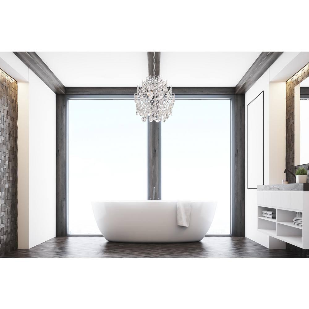 Elegant Chrome Mini Chandelier with Crystal Accents, 3-Light