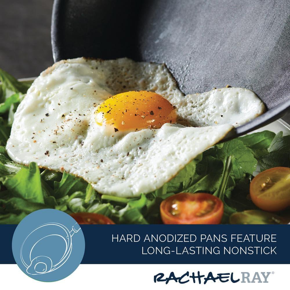 Rachael Ray Hard Anodized 14 inch Nonstick Frying Pan with Helper Handle, Gray