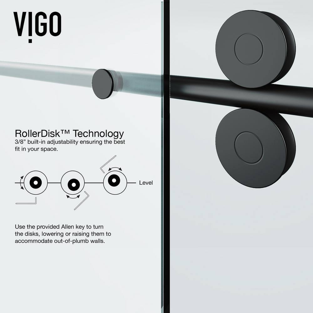 Elan 48-52" W x 74" H Sliding Frameless Shower Door with 3/8" Clear Glass