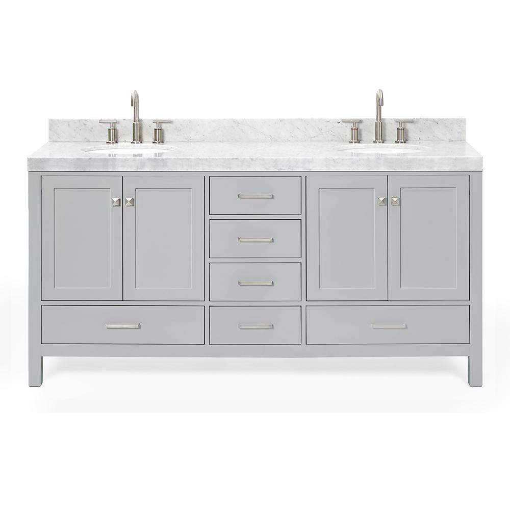 Cambridge 72'' Double Bathroom Vanity with Carrara Marble Top