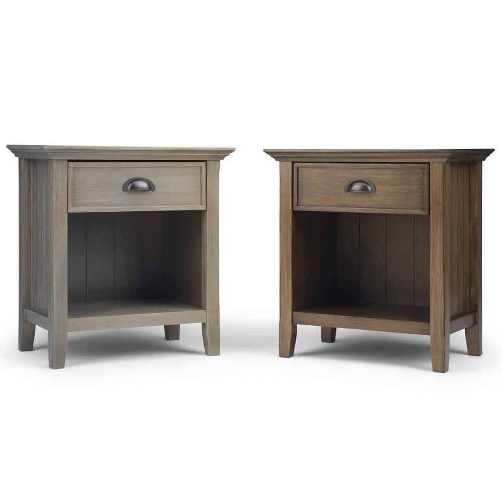 Simpli Home Acadian Solid Wood Bedside Table In Rustic Natural Aged Brown