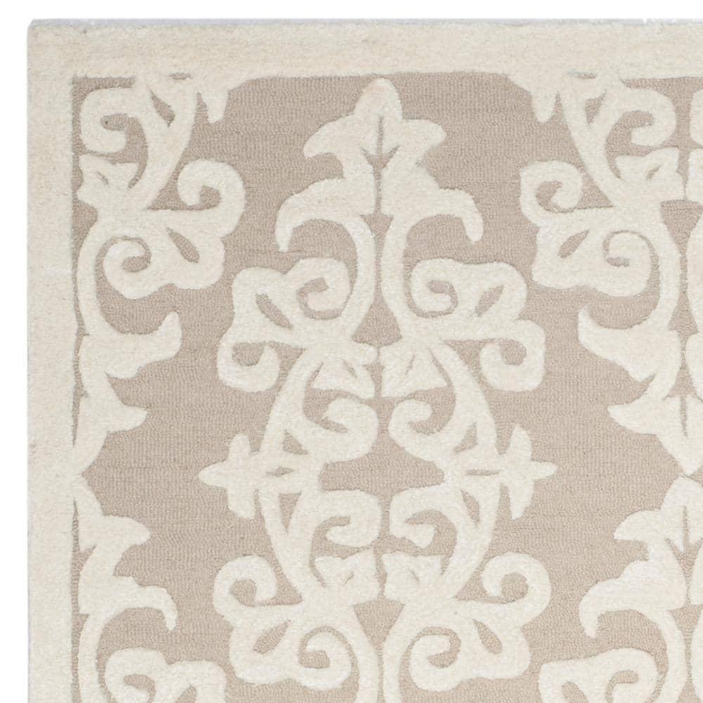 SAFAVIEH Bella Galena Damask Vines Wool Area Rug, Sand/Ivory, 9' x 12'