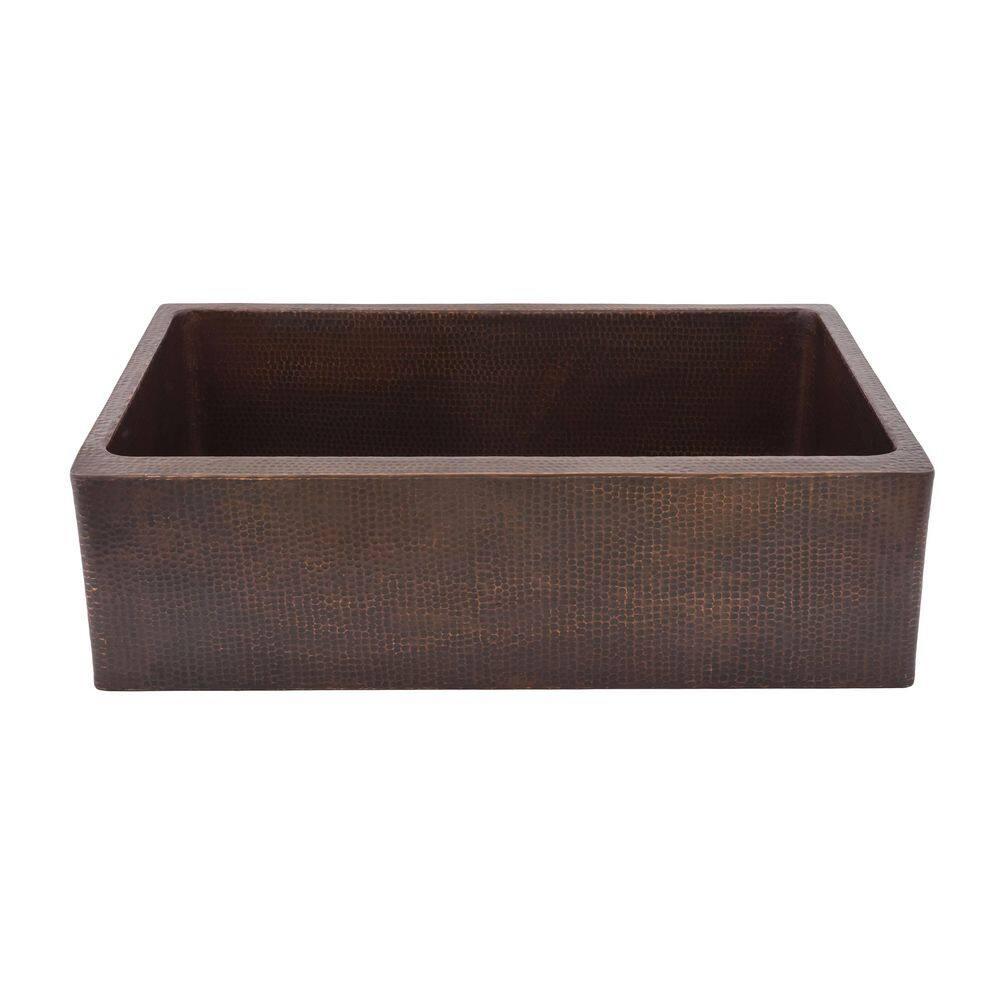 33" Hammered Copper Apron Front Single Basin Kitchen Sink