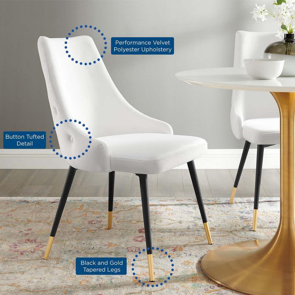 Modway Adorn 17.5" Tufted Performance Velvet Dining Side Chair in White