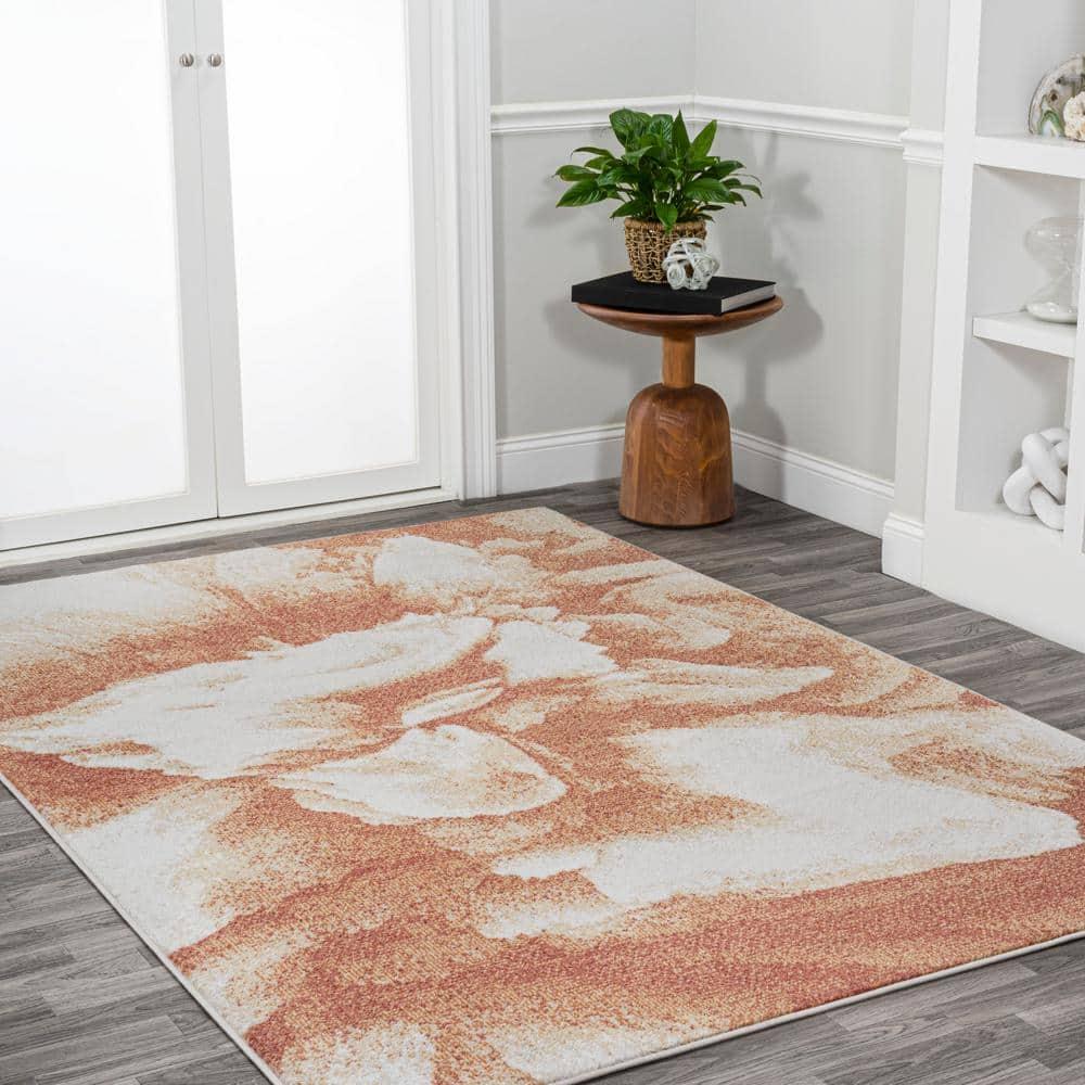 5' x 8' Petalo Abstract Two-Tone Modern Area Rug, Orange/Cream - JONATHAN Y