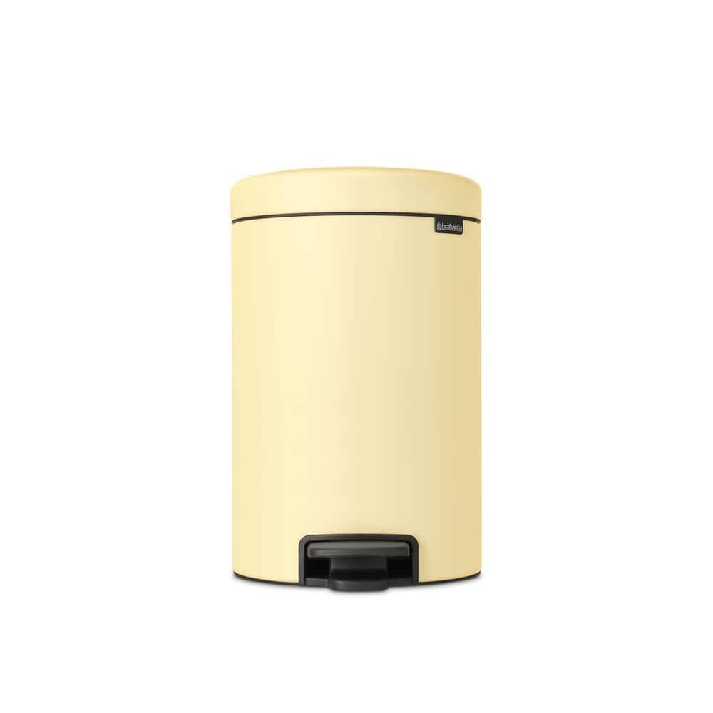 Mellow Yellow Polypropylene Round Step-On Trash Can, 3.2 Gallon