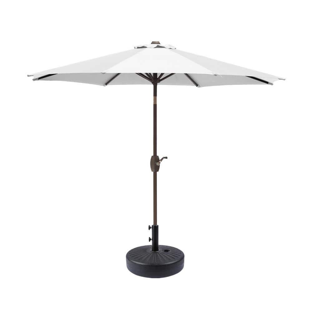 Westin Outdoor 9 Ft Patio Umbrella with Black Round Base Included for Outdoor Patio UV Weather Resistant, White