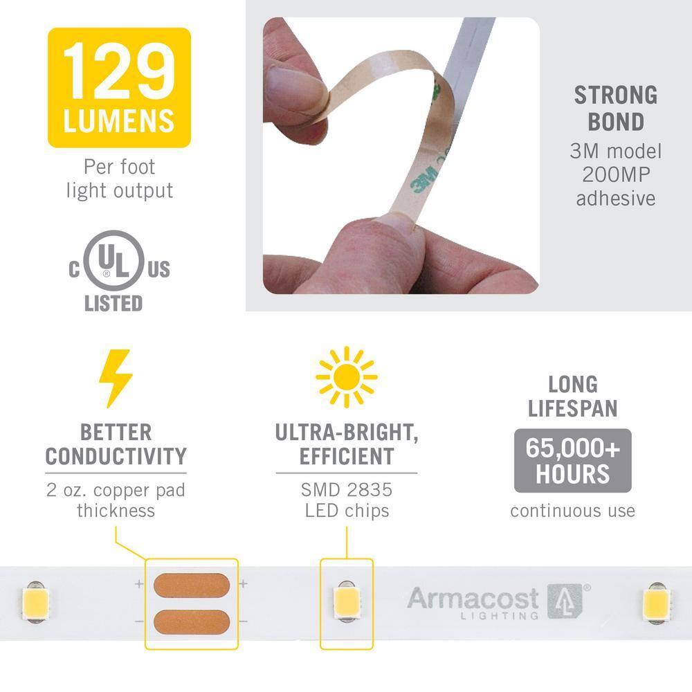 Armacost Lighting RibbonFlex Pro, 12V, 3000K, 30LEDs/M, IP20, 10M Under Cabinet Tape Light 141250