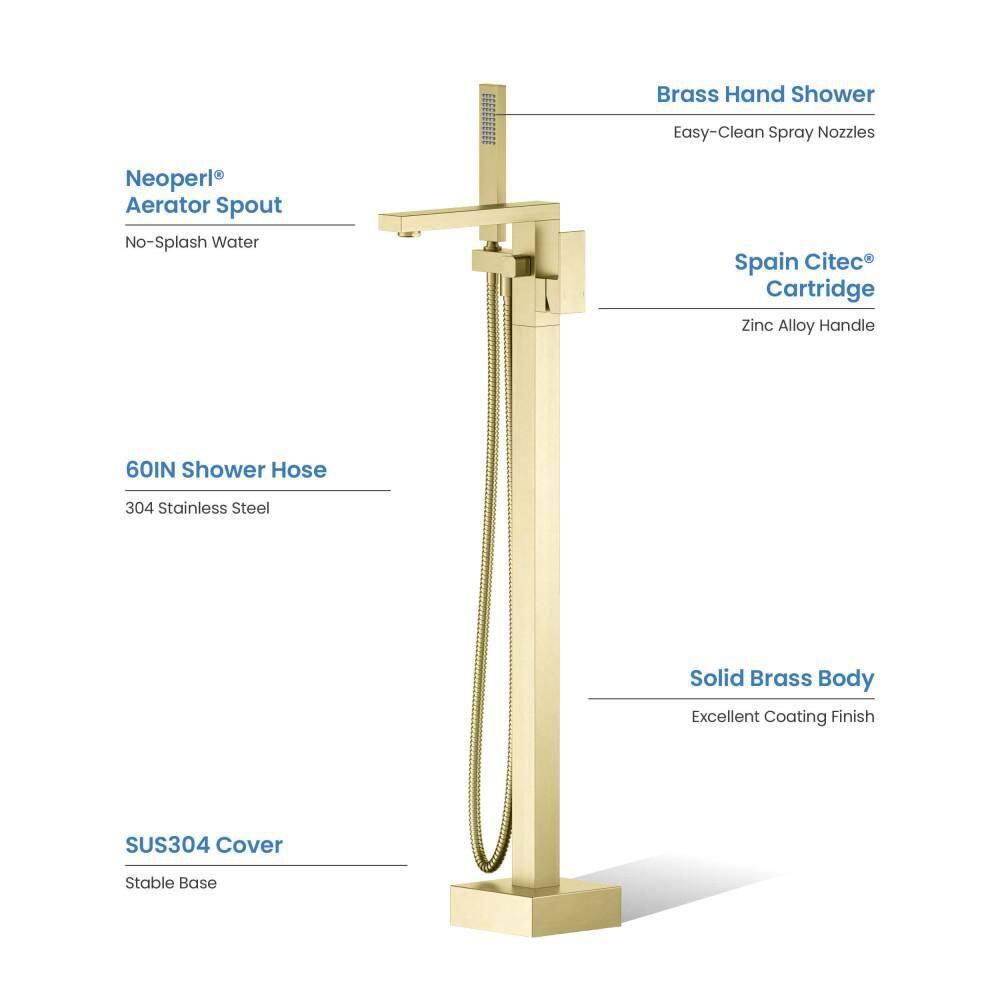 Cube Floor Tub Spout with Diverter