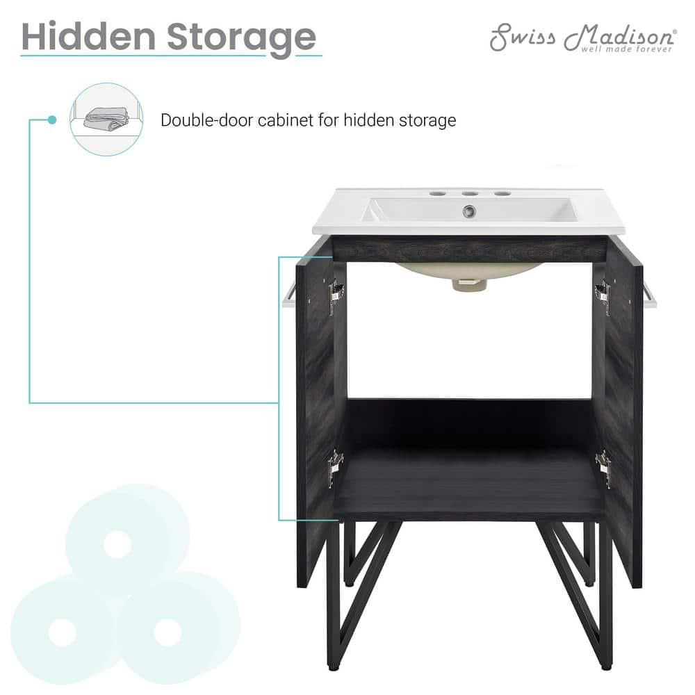 Annecy 24 In. Bathroom Vanity With Ceramic Sink Top