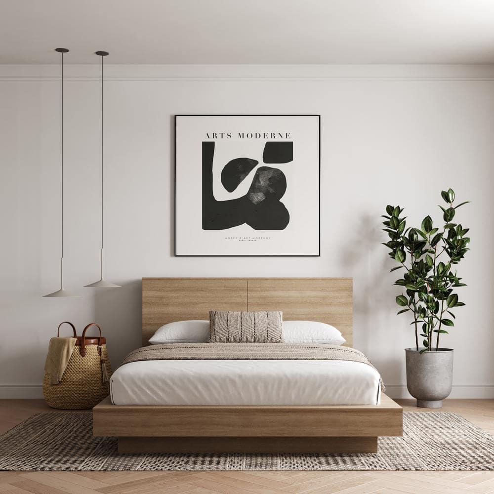 Nexera Queen Marconi Platform Bed Set Brown Oak: Modern Style, Wood Composite, Storage Headboard