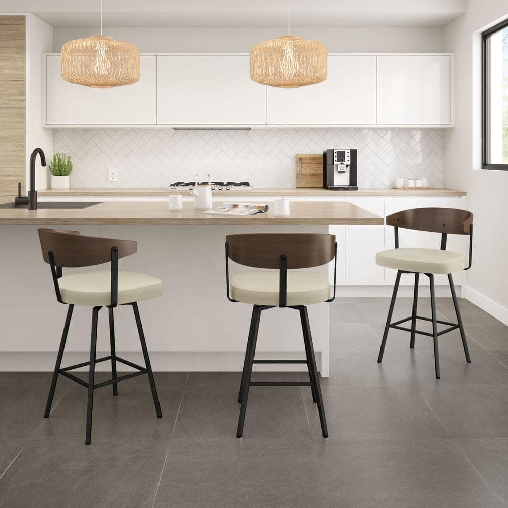 Amir Swivel Counter & Bar Stool with Wooden Back