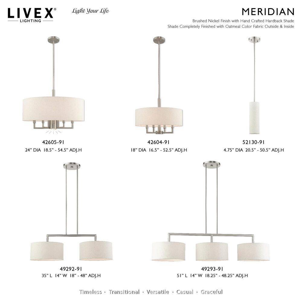 Livex Lighting Meridian 3 - Light Chandelier in  Brushed Nickel