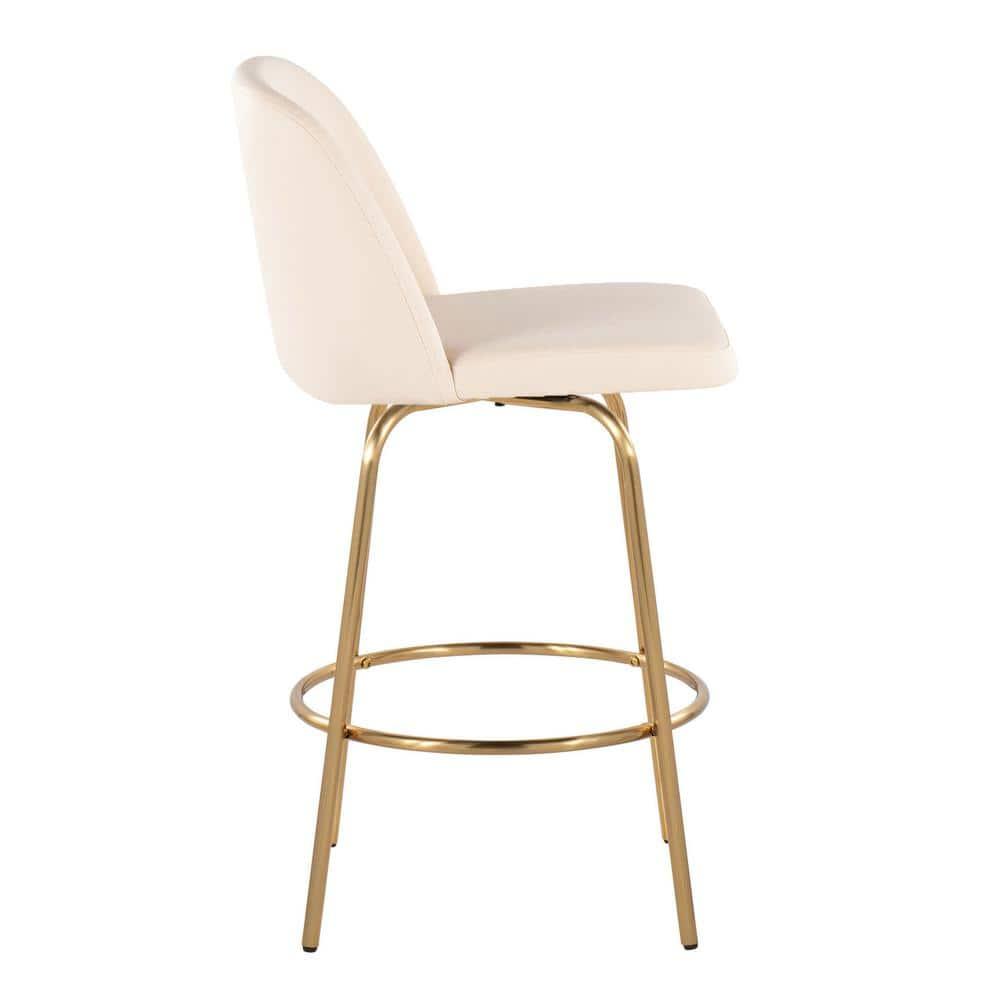Swivel Upholstered Counter Stool with Metal Frame