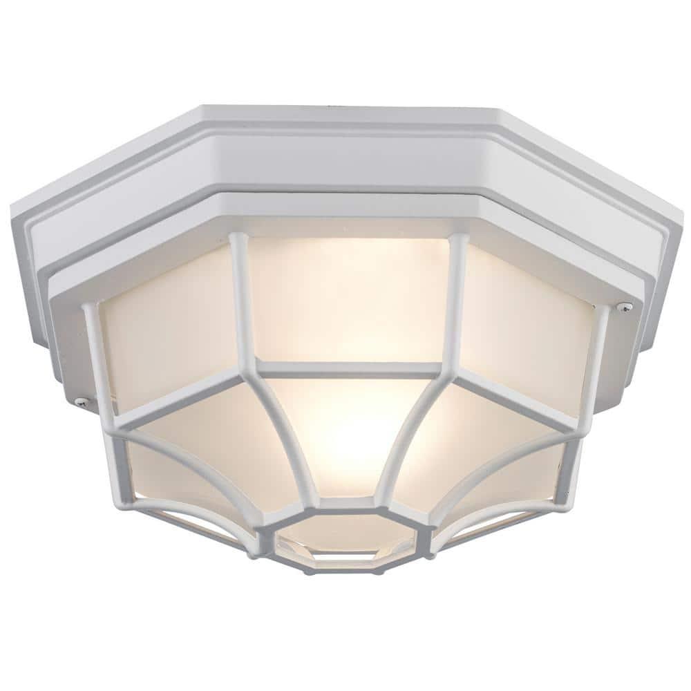 Contemporary White Glass 11" Flush-Mount Ceiling Light