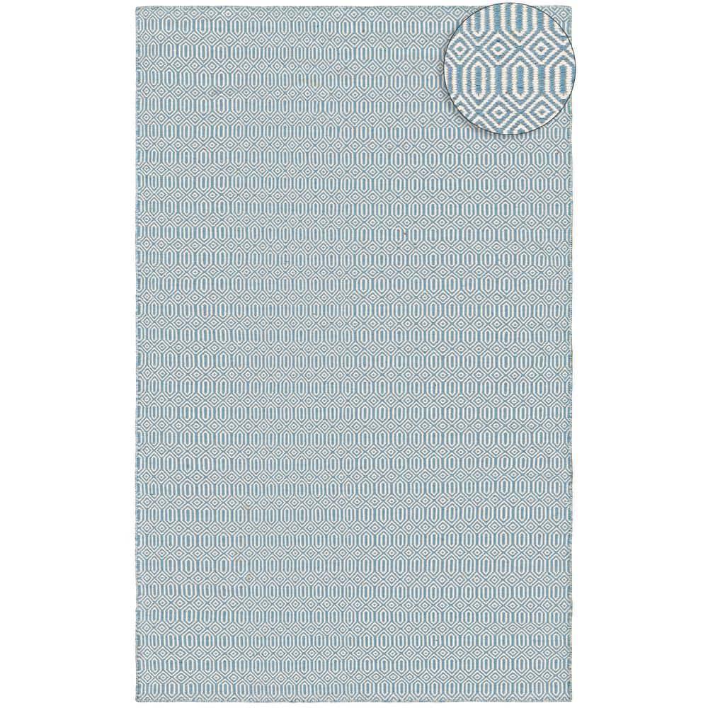 Hand-Woven Denim Blue Rectangular Outdoor Rug, 3' x 5', PET Polyester