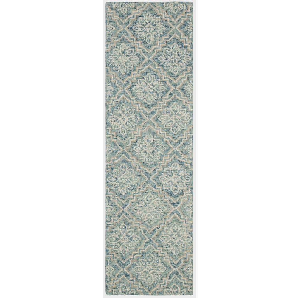 Abstract ABT201 Handmade Indoor Runner - Blue/Grey - 2'-3"x12' - Safavieh