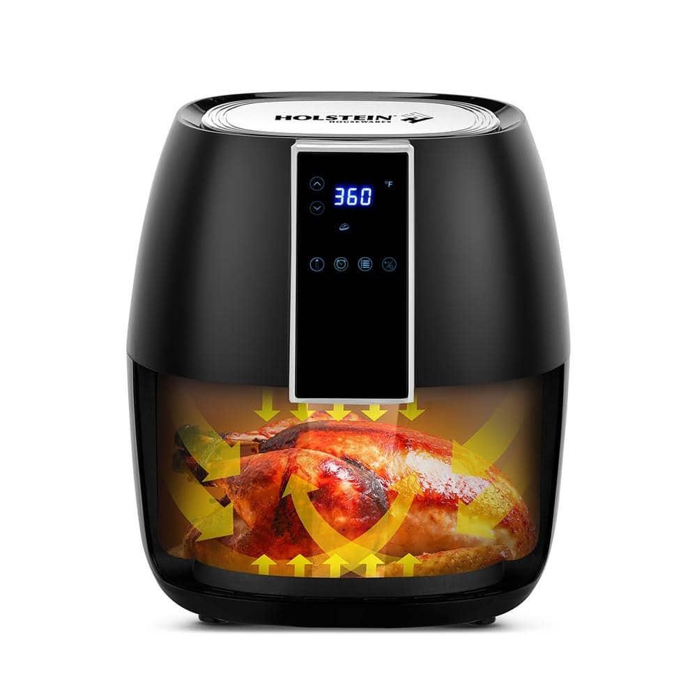 Holstein Housewares - 3.7QT Digital Air Fryer, Black - Convenient and User Friendly with Optimal Control Panel and Seven Cooking Presets