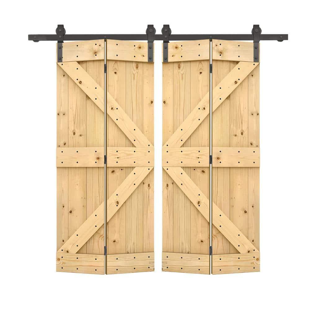 Calhome 84'' Solid Wood Barn Doors Painted without Installation Hardware Kit Barn Door