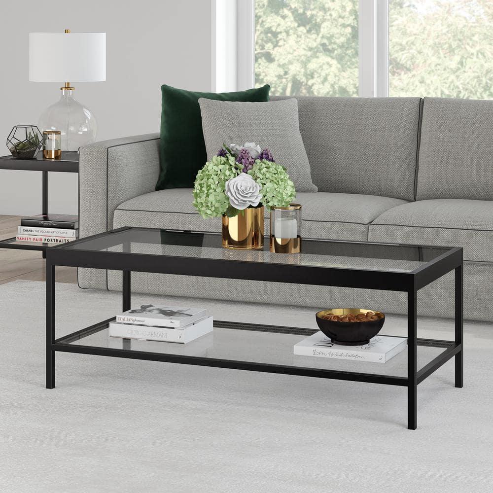 Evelyn&Zoe Alexis 45" Wide Rectangular Coffee Table, Blackened Bronze