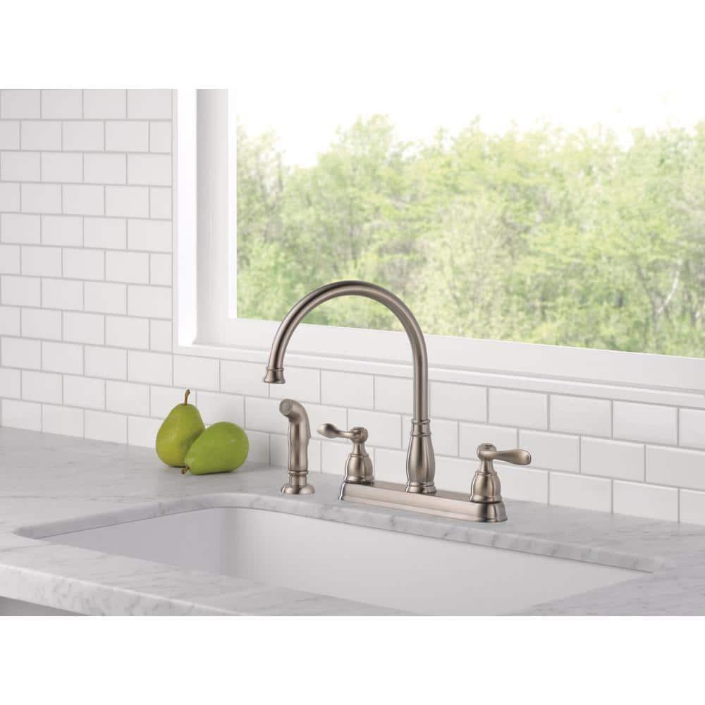 Windemere Two-Handle Kitchen Sink Faucet with Side Sprayer, 3-Hole Kitchen Faucet