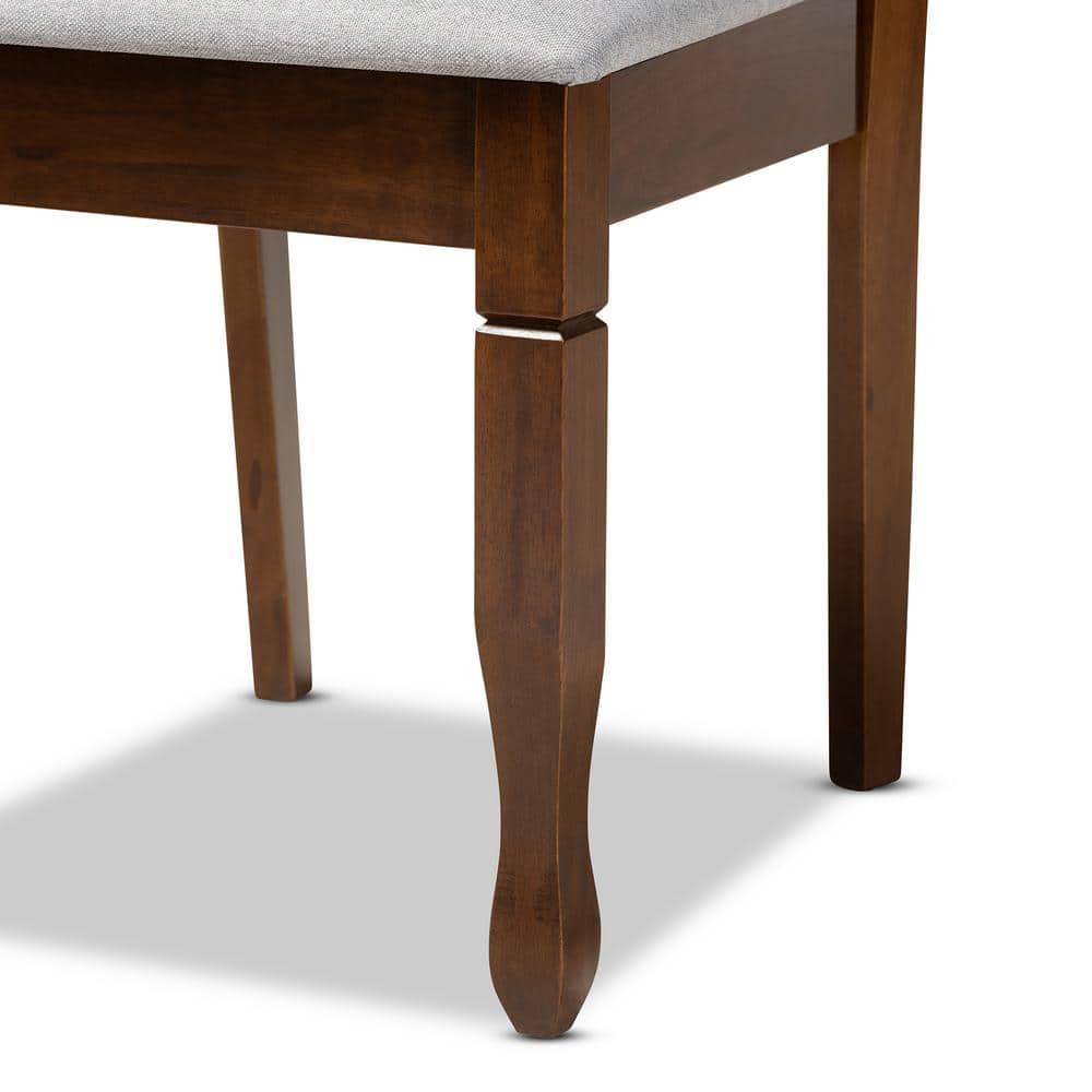 7pc Augustine Fabric Upholstered Dining Set Gray/Walnut Brown - Baxton Studio: Wood Frame, Foam Fill, Modern Style