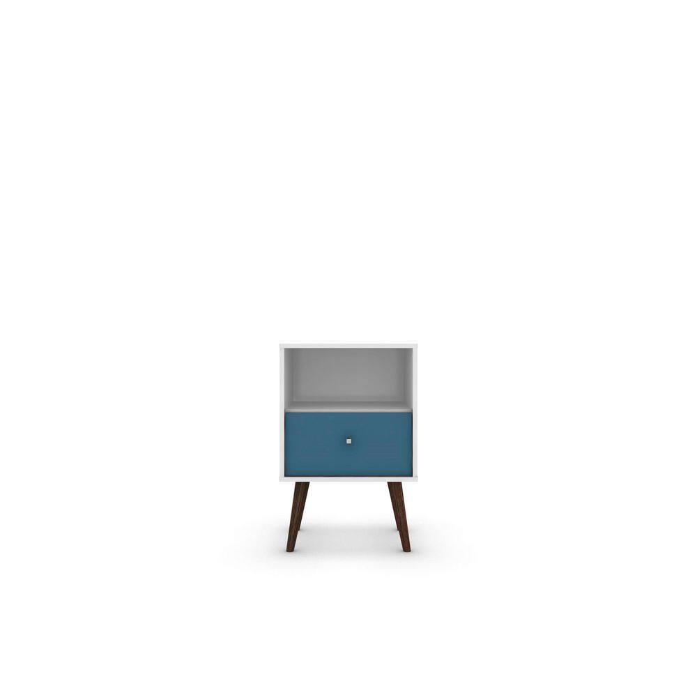 Liberty 1.0 Mid Century Modern Nightstand White/Aqua Blue - Manhattan Comfort