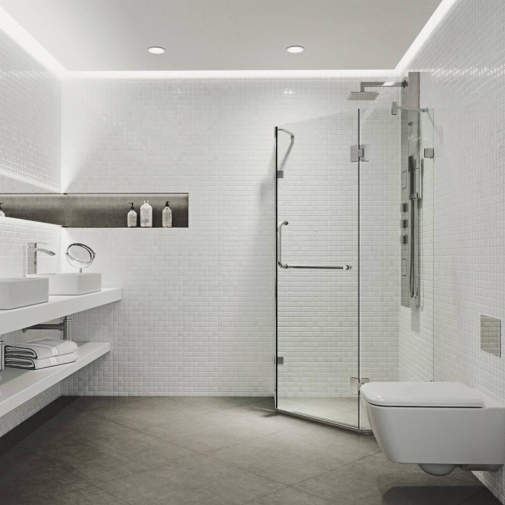 Piedmont 36" W x 36" D x 73" H Hinged Frameless Shower Enclosure with 3/8Clear Glass