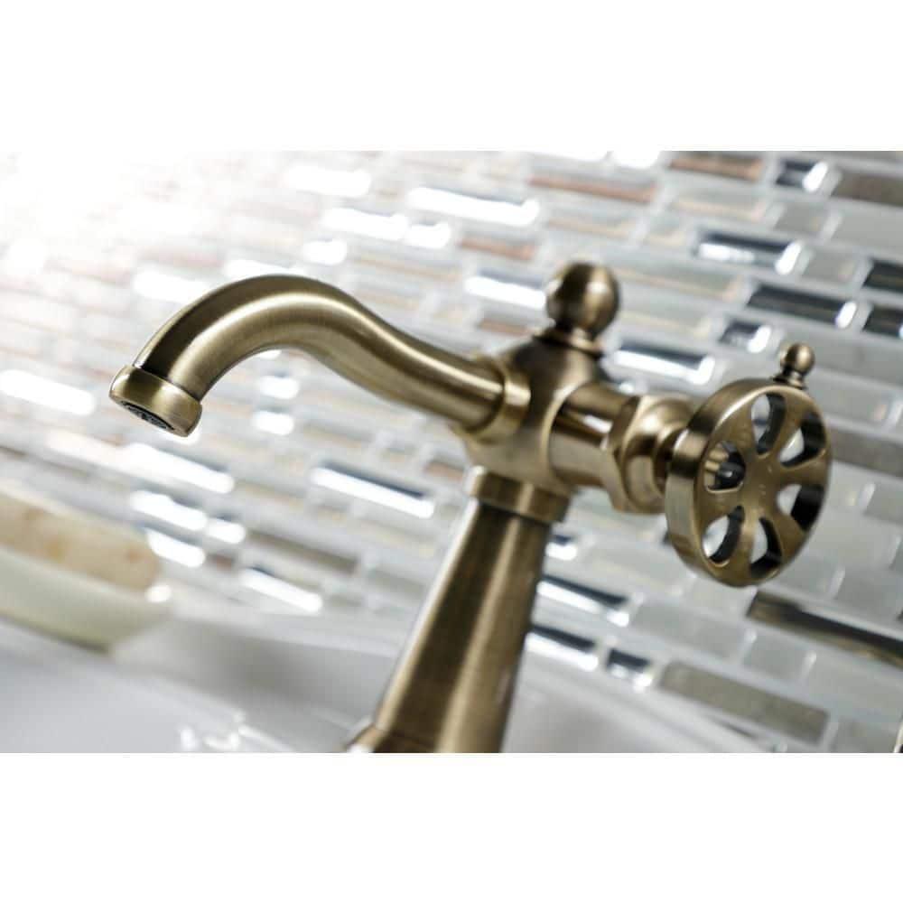 Kingston Brass Belknap Single-Handle 1-Hole Deck Mount Bathroom Faucet with Push Pop-Up and Deck Plate