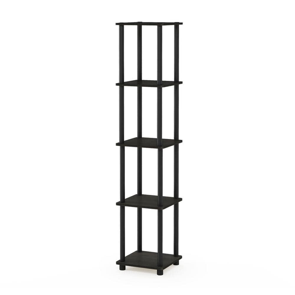 Furinno 5-Tier Corner Square Bookshelf Anti-Tipping Display Rack Shelf for Bathroom&Closet&Home Office&Living Room&Kitchen,Espresso/Black
