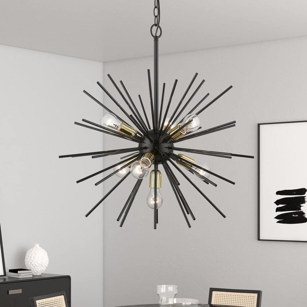 Livex Lighting Tribeca 7 - Light Pendant in  Shiny Black/Polished Brass
