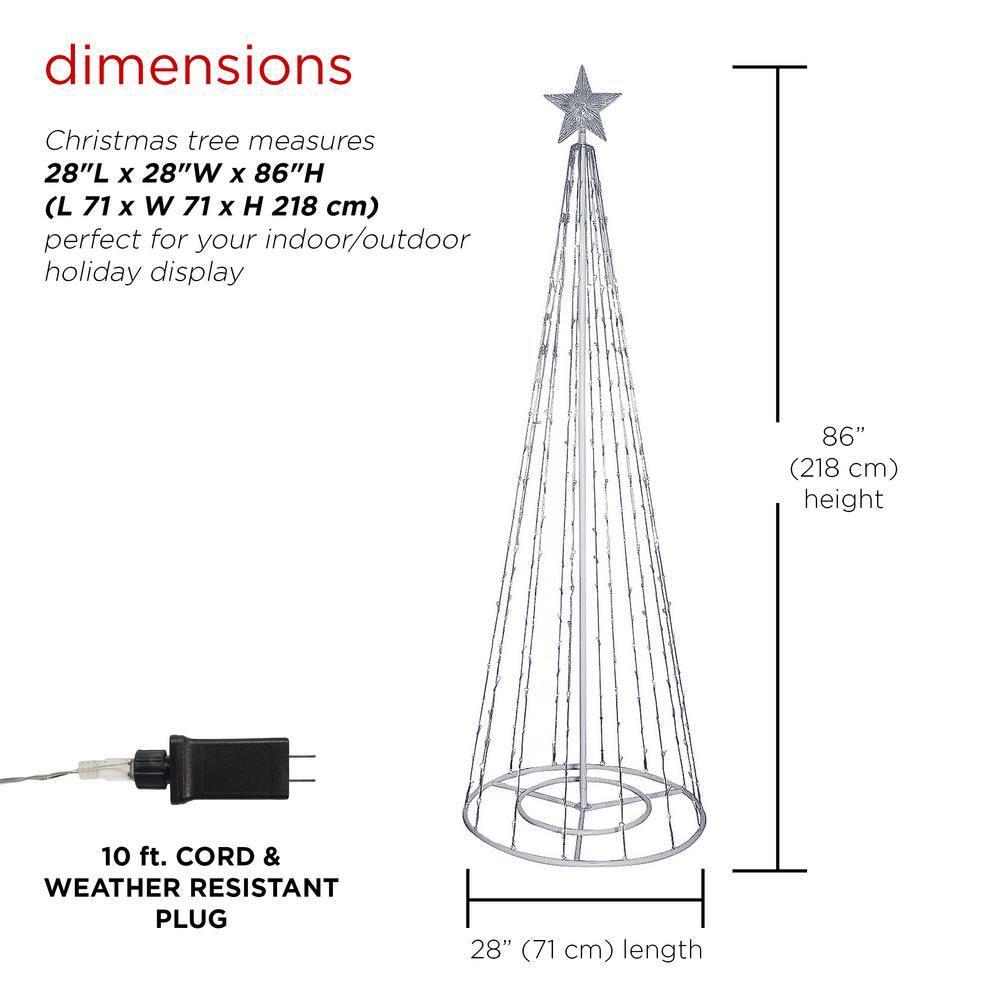 Alpine Corporation 86"H Indoor Artificial Christmas Tree with Multi-Colored Lights and Star Topper , Christmas Decoration