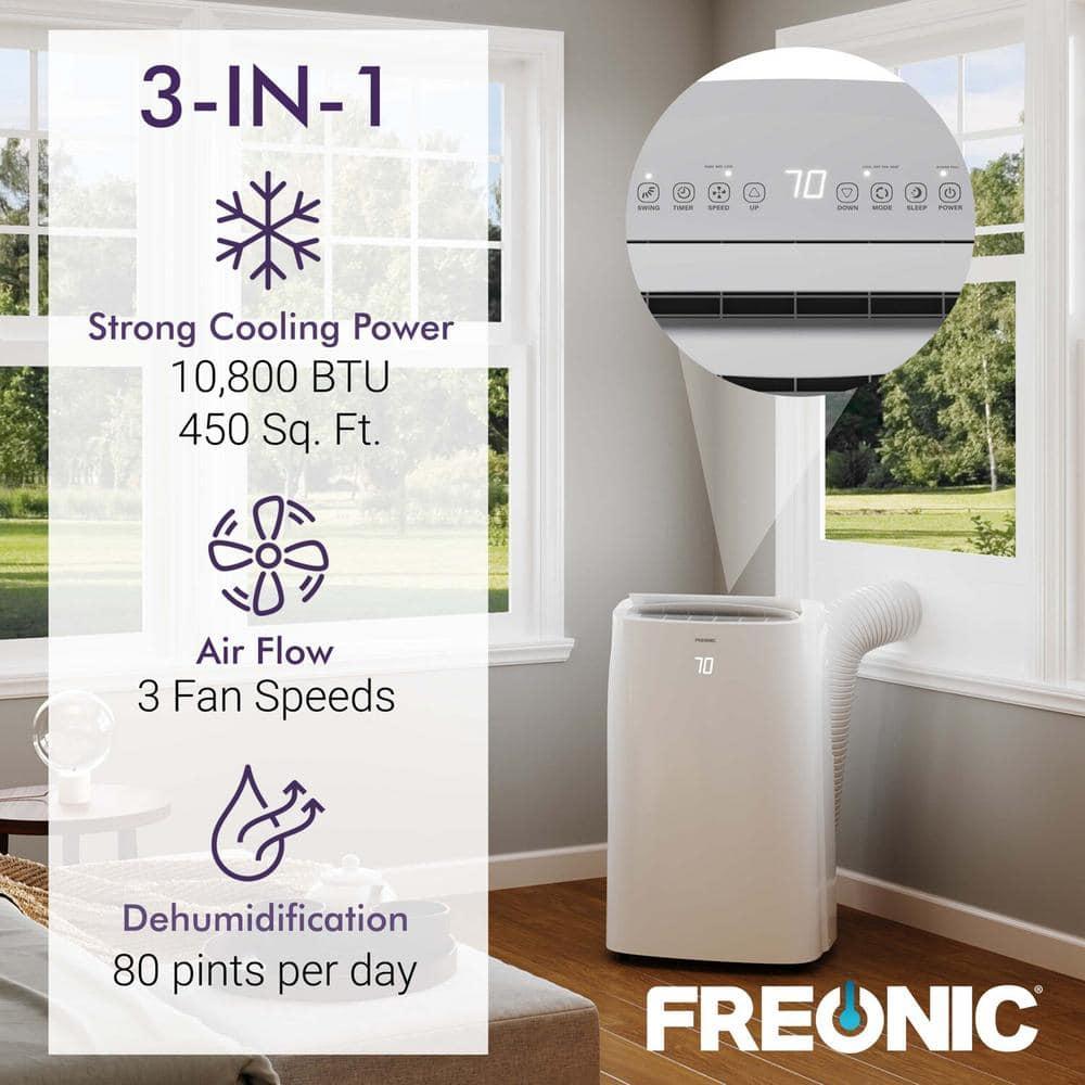 Freonic 14,500 BTU ASHRAE/10,800 BTU DOE 450 sq. ft. Portable Air Conditioner with Remote