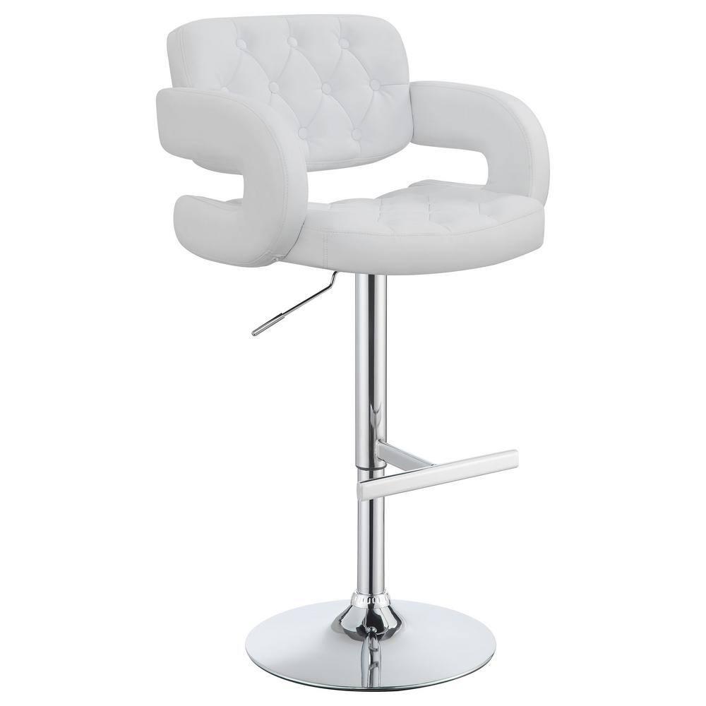 Coaster Contemporary Faux Leather Adjustable Bar Stool in White
