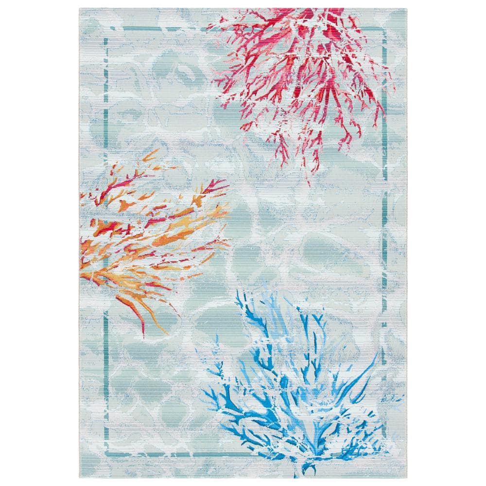 Barbados BAR535 Power Loomed Indoor/Outdoor Accent Rug - Teal/White - 3'3"x5'3" - Safavieh.