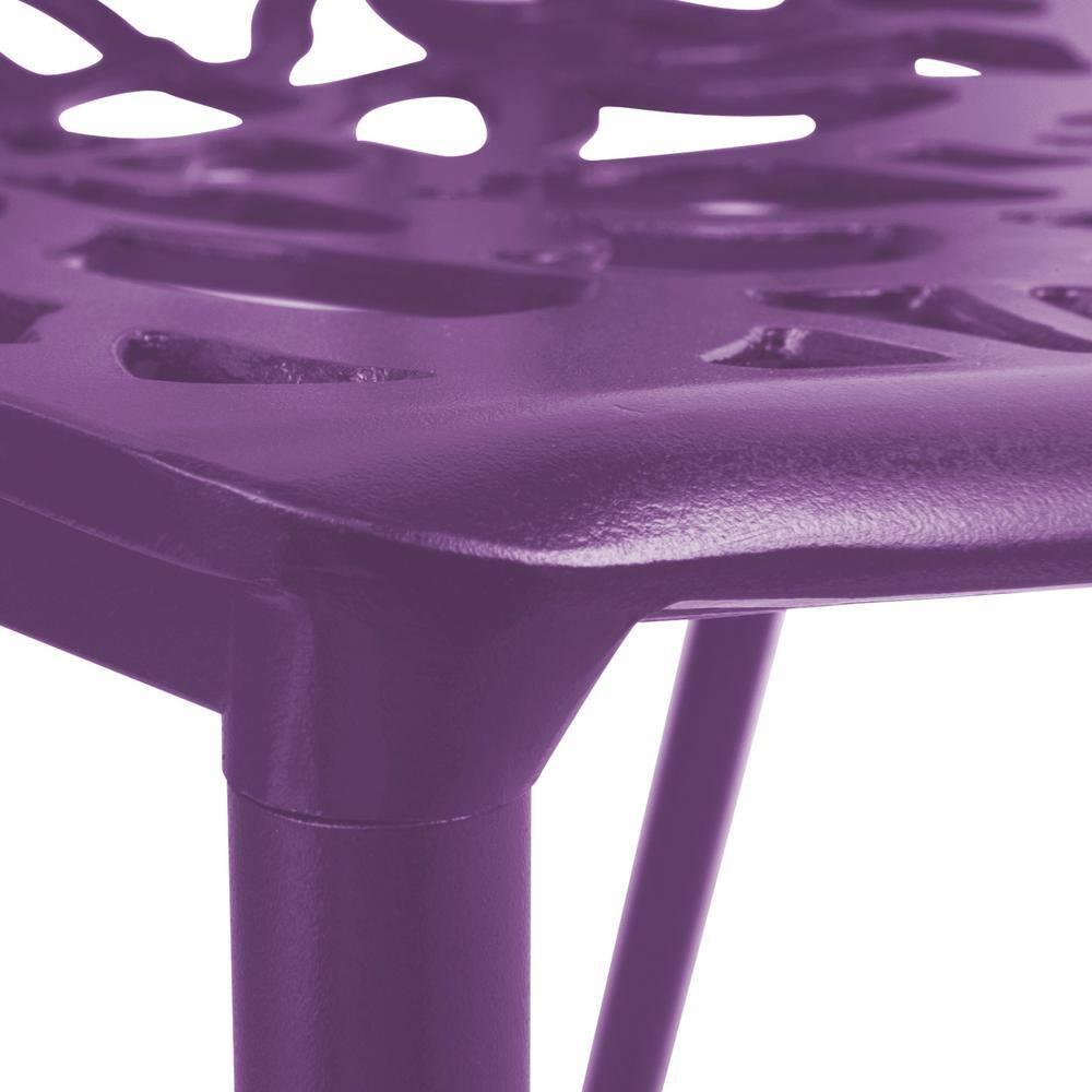 LeisureMod Devon Modern Aluminum Outdoor Stackable Dining Chair, Purple