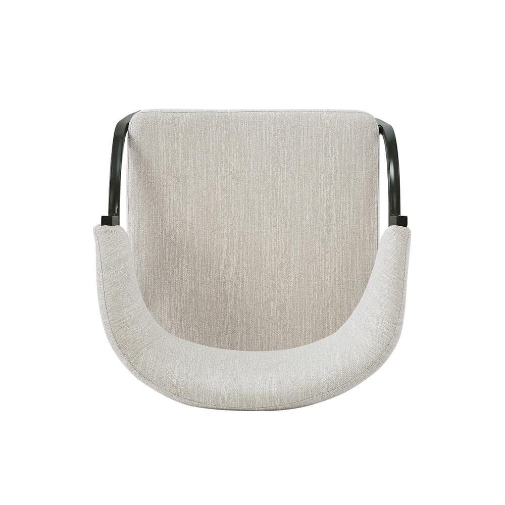 Christopher Knight Home Hayden Upholstered Armrest Dining Chairs with Metal Legs (Set of 2), Beige/Black