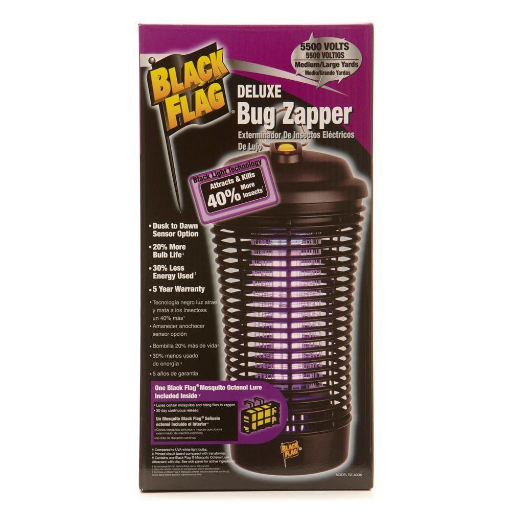 Black Flag 5500 Volt Deluxe 40 Watt Electronic Insect Killer,  Bug Zapper, 1.5 Acre Coverage, Black
