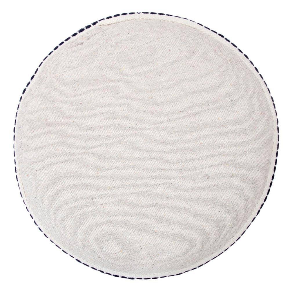 LR Home Fred Round Navy/White Striped Indoor Pouf Ottoman, 14"H x 18"W