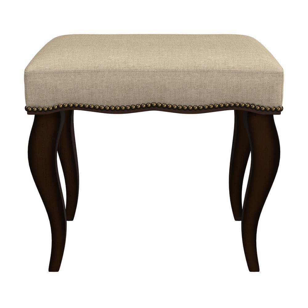 19" Hamilton Backless Upholstered Wood Vanity Stool Burnished Oak/Cream - Hillsdale Furniture
