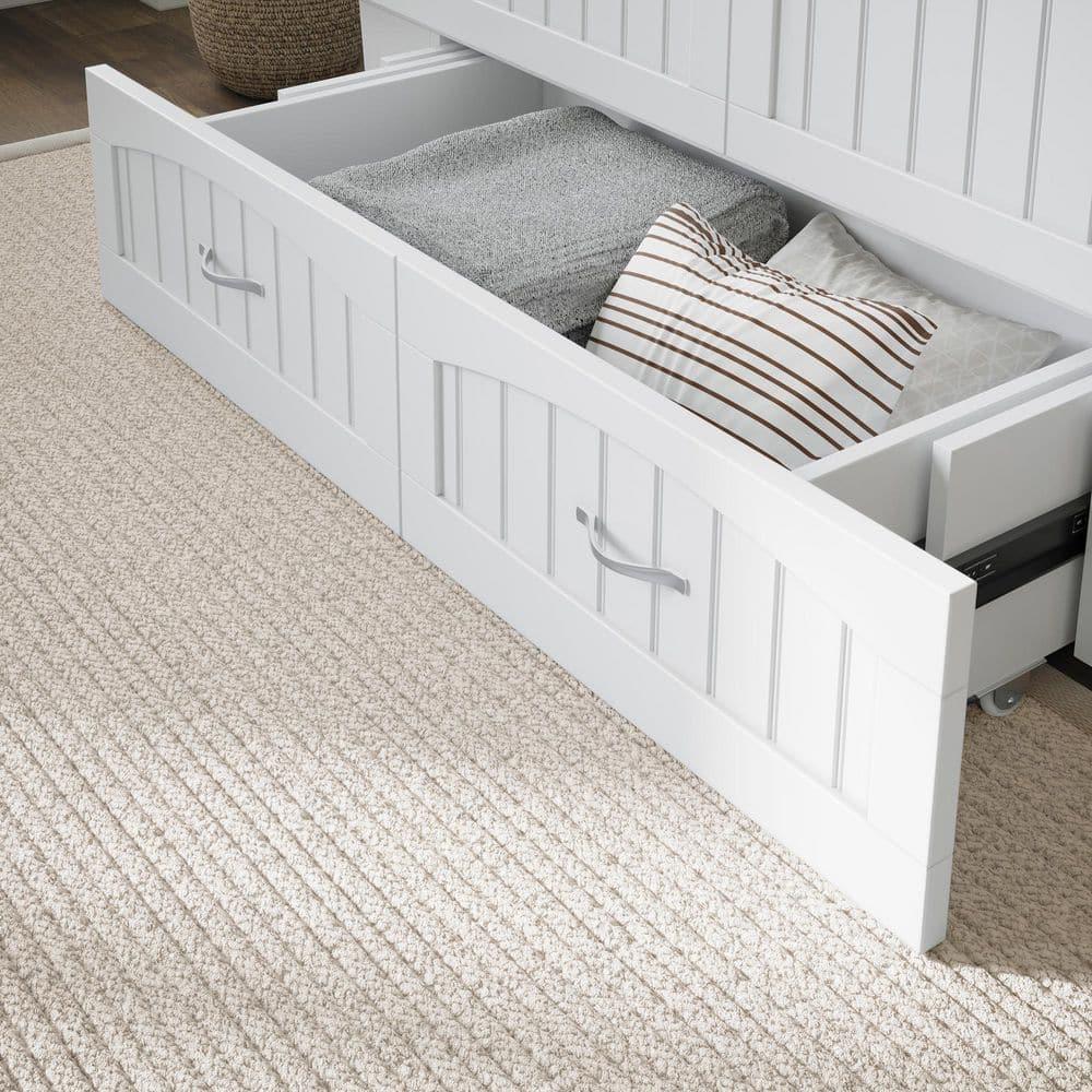 Queen Nantucket Murphy Bed Chest USB Turbo Charger White - AFI