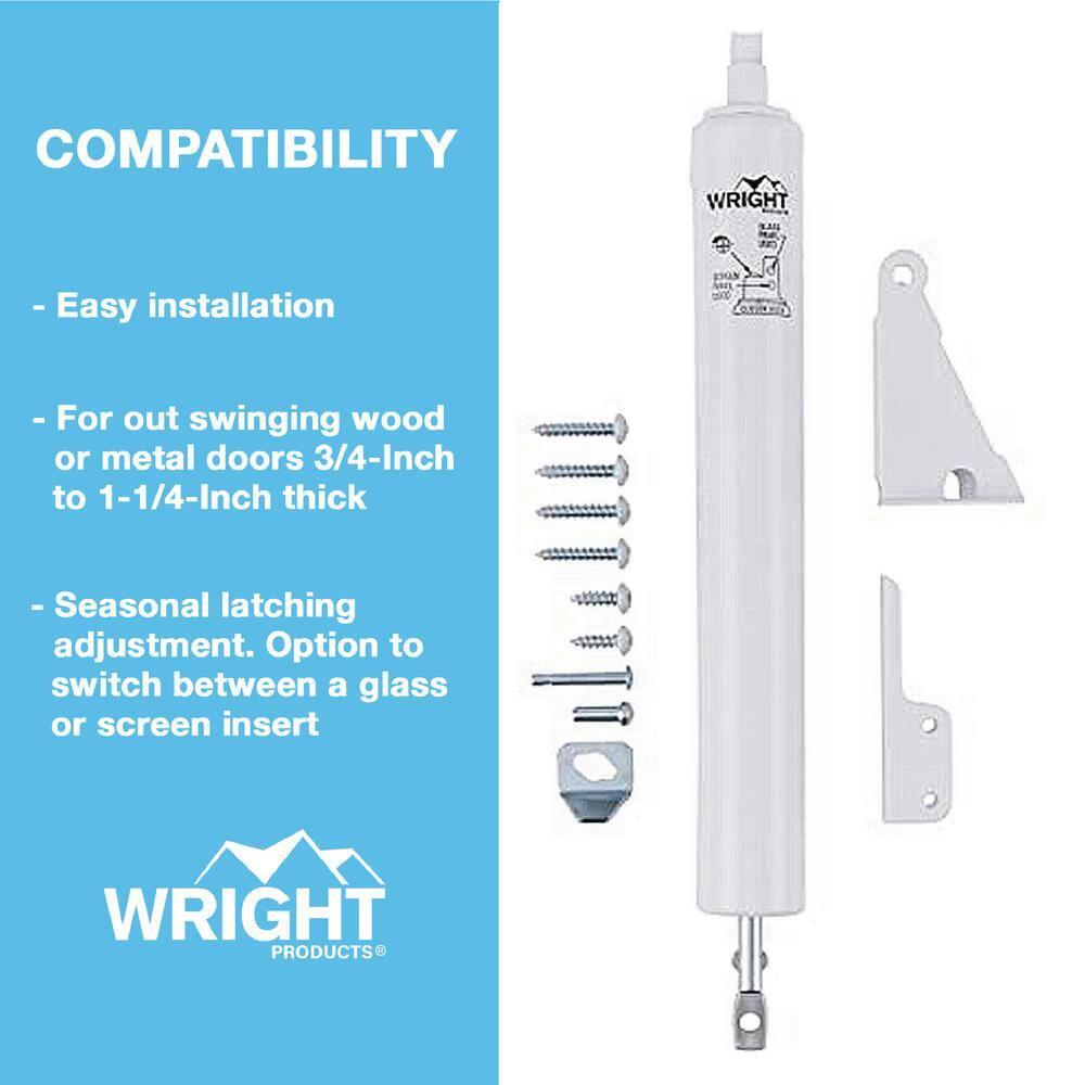 Wright V820AWH Grade 1, Size 4, White Aluminum Pneumatic Door Closer