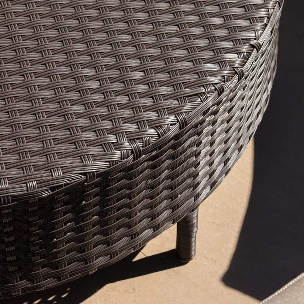 Noble House Newton 8 Seater Round Wicker Sectional Sofa Set Dark Brown/Beige