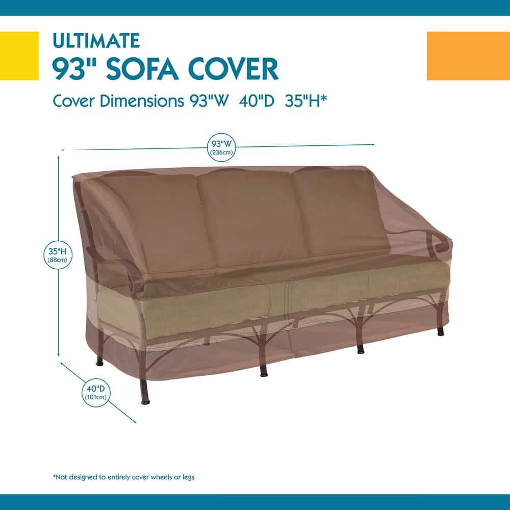 Duck Covers 40" x 93" x 35" Mocha Cappuccino Rectangle Patio Sofa Cover with Waterproof Material
