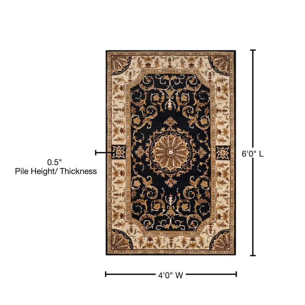 SAFAVIEH Empire Naira Oriental Wool Area Rug, Black/Ivory, 4' x 6'