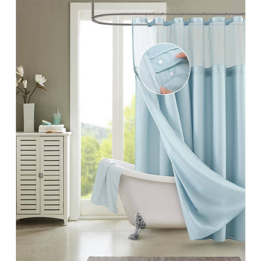 Dainty Home Complete Shower Curtain With Detachable Liner - Sky Blue