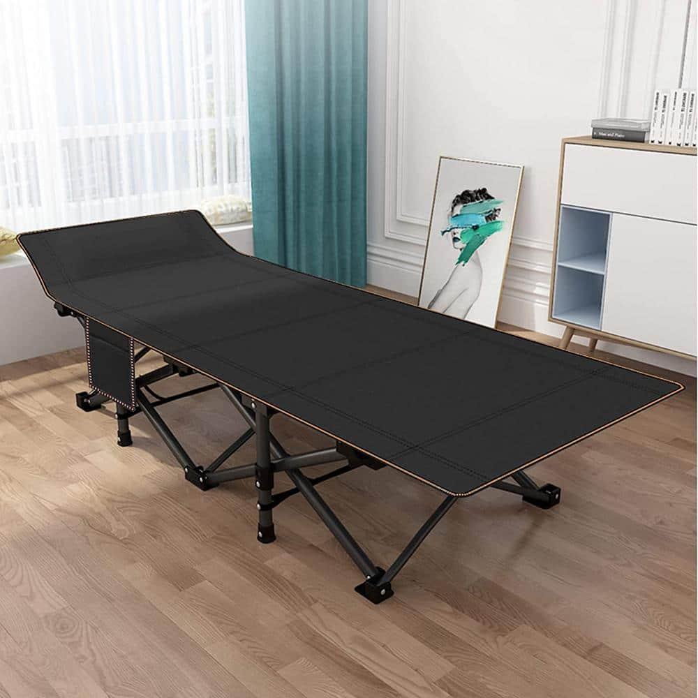 ABORON Portable Folding Camping Cot with 2 Sided Cushion & Carry Bag, 75''x28'' Folding Sleeping Cots, Folding Bed Cot for Adults & Kids