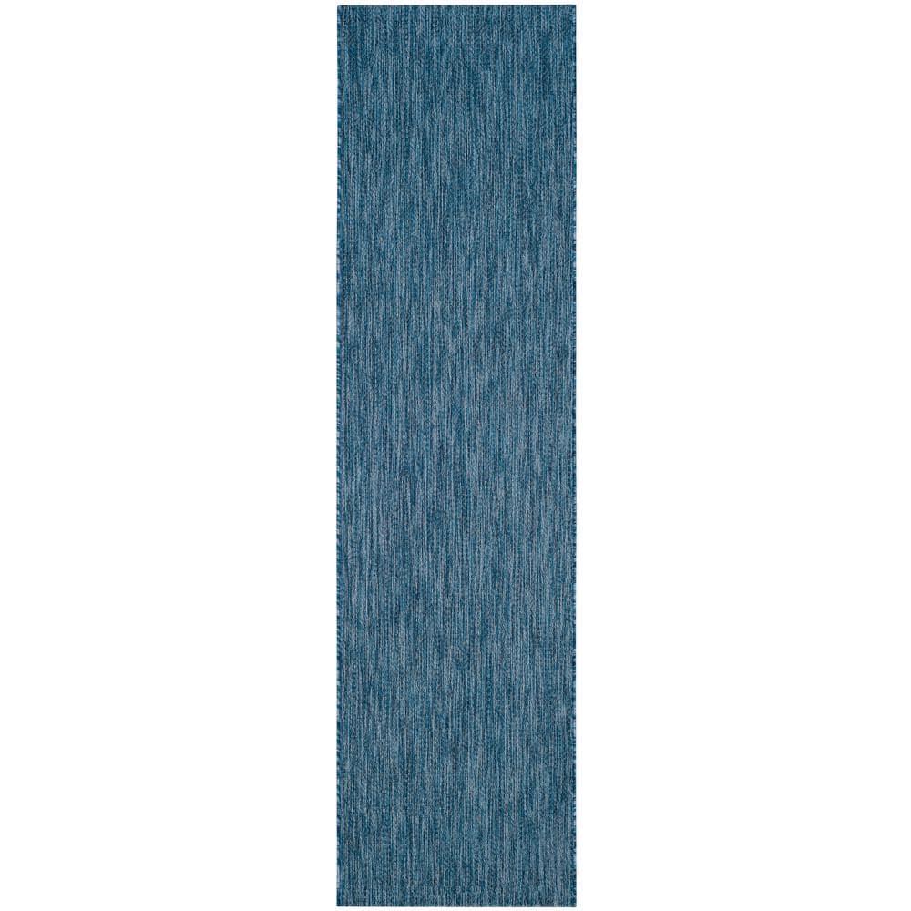 Courtyard CY8520 Power Loomed Indoor and Outdoor Runner Rug - Navy/Navy - 2'3"x12' - Safavieh
